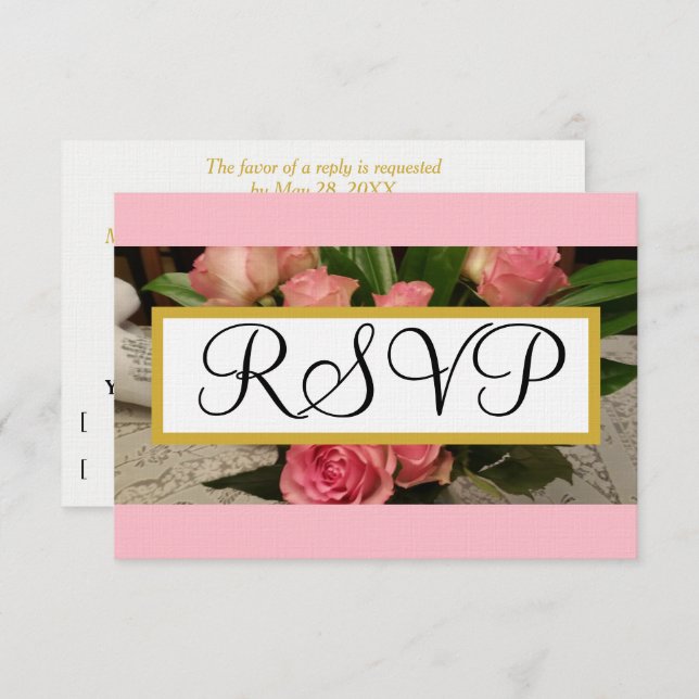 Blanda rosa Roses Plata Boda RSVP Gold (Anverso / Reverso)