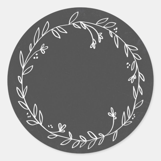 Blank Floral Wreath Chalkboard Gracias Pegatina (Anverso)
