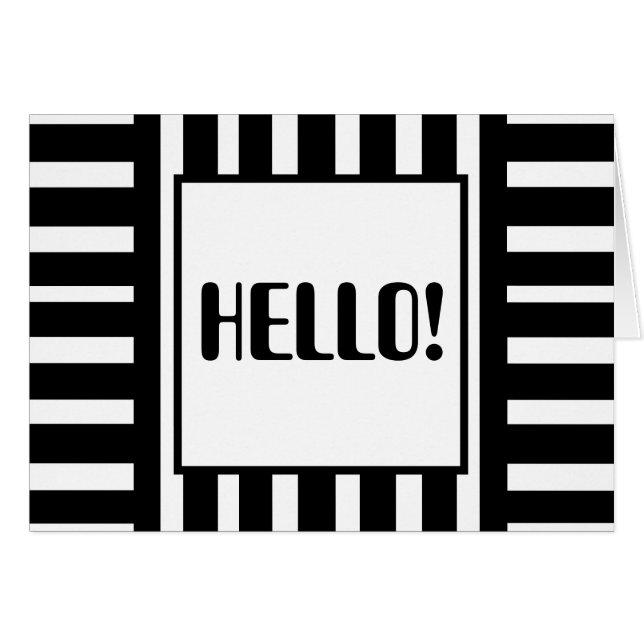 Blank, negro y blanco, rayado,Hola, tarjeta de fel (Anverso (Horizontal))