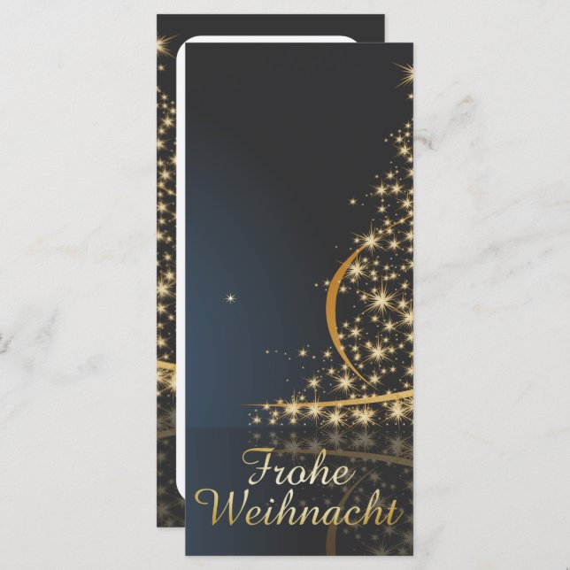 Blaues Weihnachtsmotiv mit goldenem Weihnachtsbaum (Anverso / Reverso)