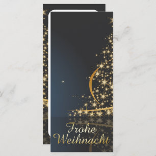 Blaues Weihnachtsmotiv mit goldenem Weihnachtsbaum