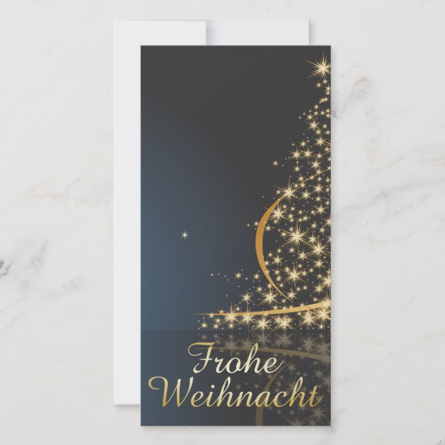Blaues Weihnachtsmotiv mit goldenem Weihnachtsbaum (Anverso)