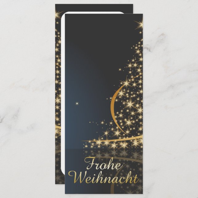 Blaues Weihnachtsmotiv mit goldenem Weihnachtsbaum (Anverso / Reverso)