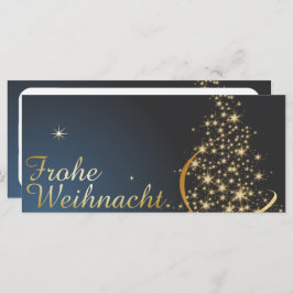 Blaues Weihnachtsmotiv mit goldenem Weihnachtsbaum