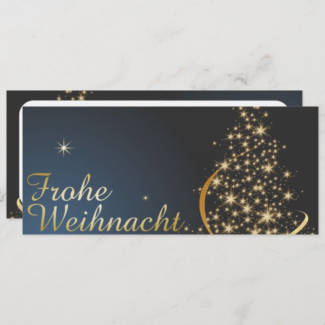 Blaues Weihnachtsmotiv mit goldenem Weihnachtsbaum (Anverso / Reverso)