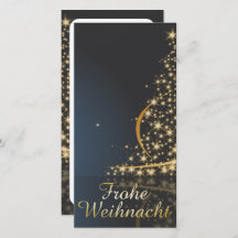 Blaues Weihnachtsmotiv mit goldenem Weihnachtsbaum