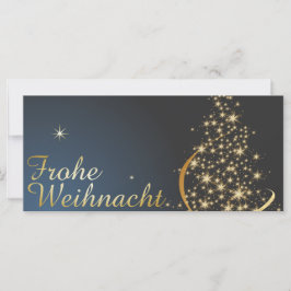 Blaues Weihnachtsmotiv mit goldenem Weihnachtsbaum