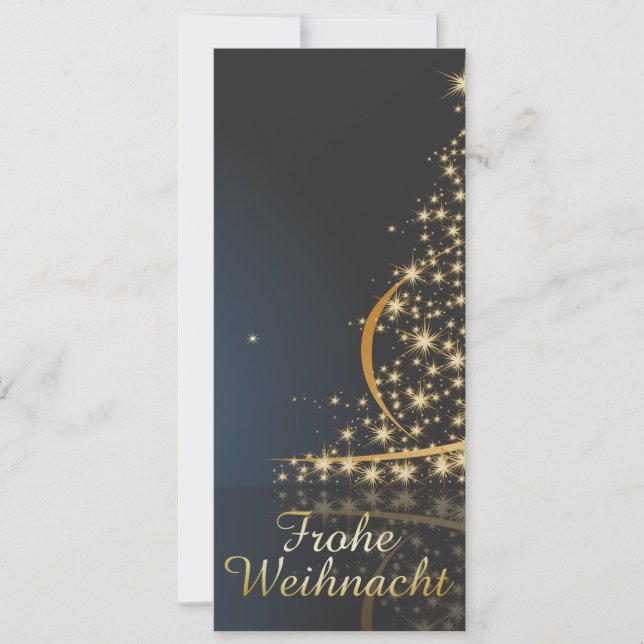 Blaues Weihnachtsmotiv mit goldenem Weihnachtsbaum (Anverso)