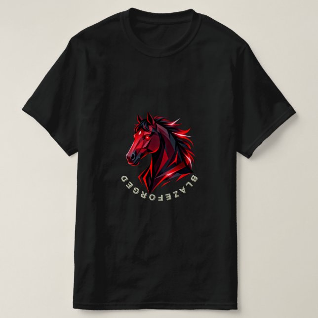 Blazeforge | Camiseta Roja Geométrica de Caballo (Diseño del anverso)