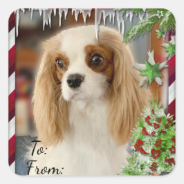 Blenheim Cavalier Navidades Pegatina de etiquetas