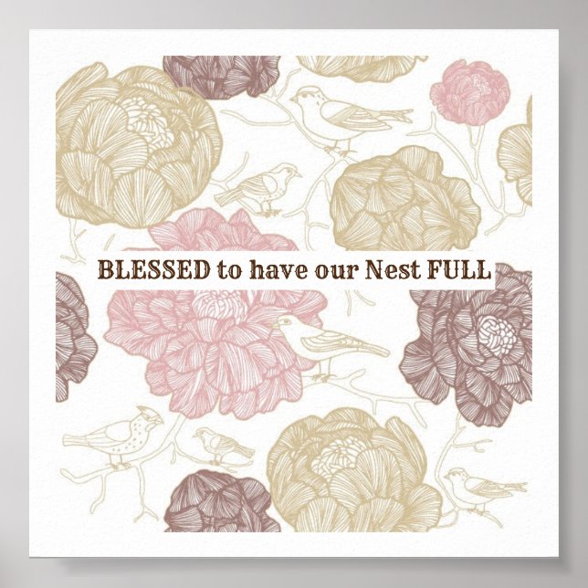 Blessed Bird Nest Art Poster Decoración Pared (Frente)