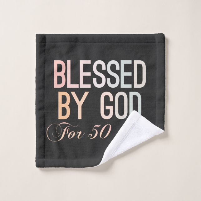 Blessed by God for 50 years, 50th birthday design (Toallita)