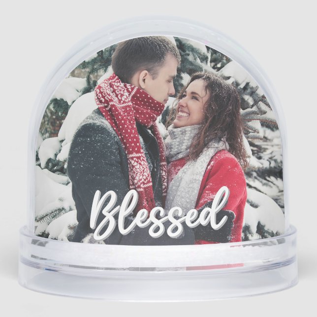 Blessed Couple 2 Sided Photo Modern Script  (Anverso)