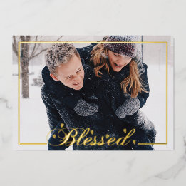Blessed Script 5 x 7 Tarjeta de Relieve metalizado