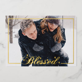 Blessed Script 5 x 7 Tarjeta de Relieve metalizado