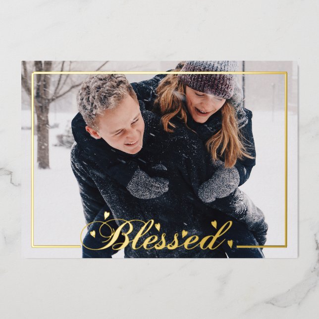 Blessed Script 5 x 7 Tarjeta de Relieve metalizado (Anverso)
