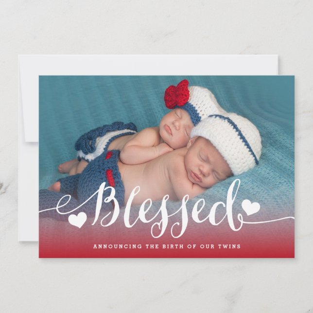Blessed Twins | Anuncio de nacimiento de Red Valen (Anverso)