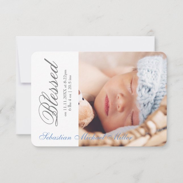 Blessy Blue - Anuncio de nacimiento 3x5 (Anverso)