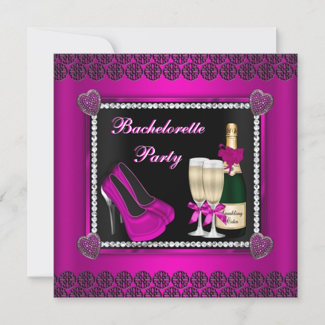 Bling and Bubbble Bachelorette Invitación (Anverso)