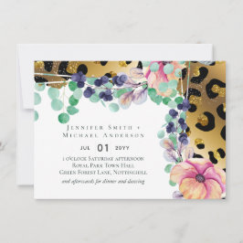 Bling Girly Glam Leopard Imprimir Boda de oro rosa