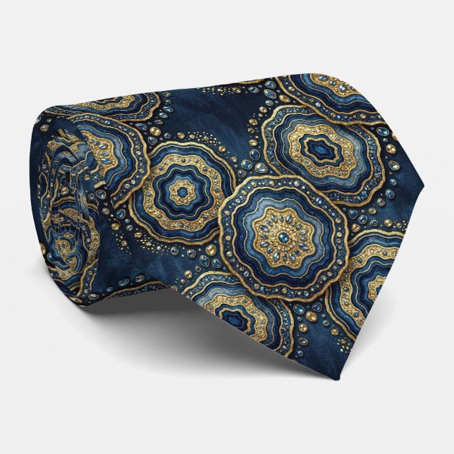 Bling & Sparkle | Corbata de cuello azul marino +  (Enrollado)