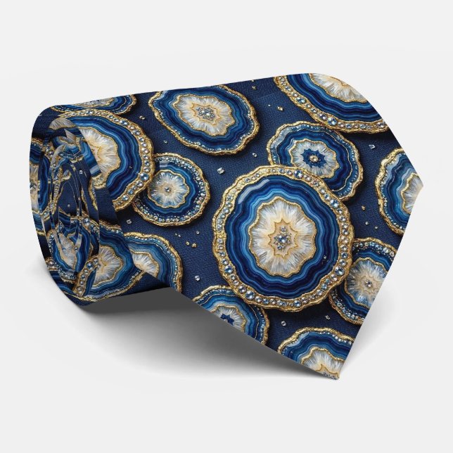 Bling & Sparkle | Corbata de cuello azul marino +  (Enrollado)