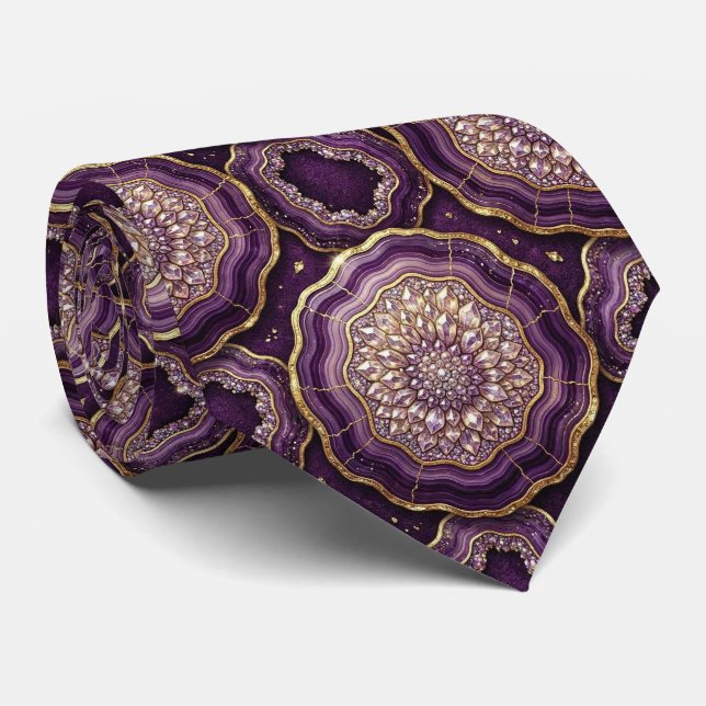 Bling & Sparkle | Deep Plum + Corbata de Geoda de  (Enrollado)