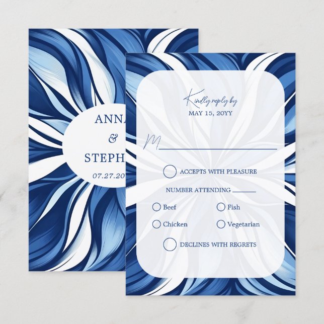 Bliss Azul Orgánico Floral RSVP (Anverso / Reverso)