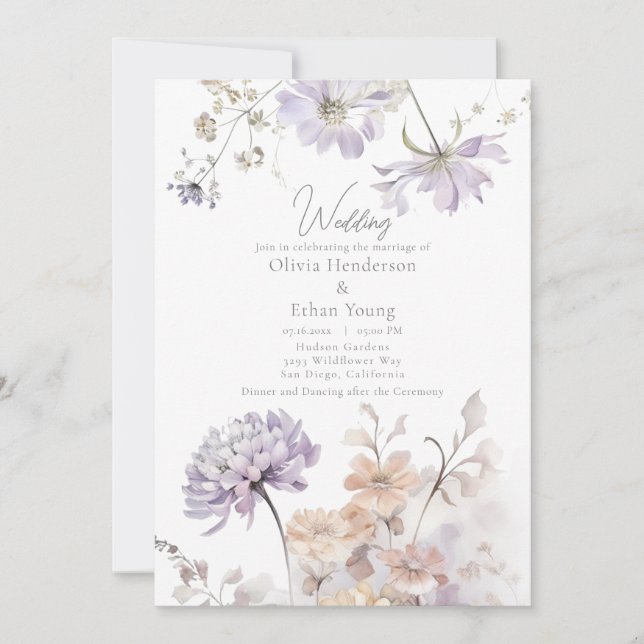Bliss - Invitación a la boda de Lilac y Lavender (Anverso)