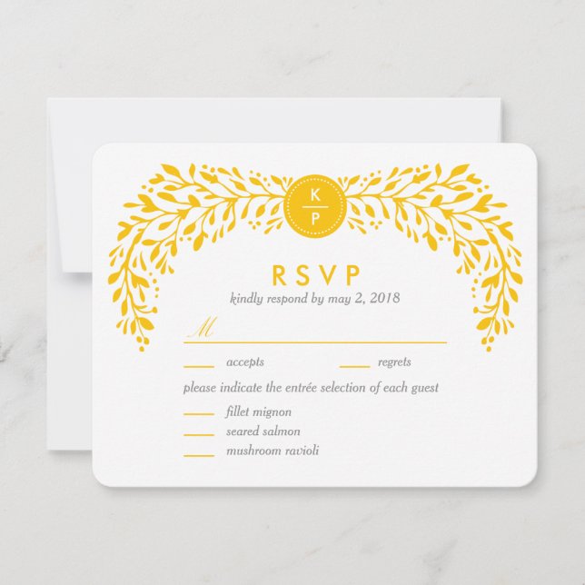 Blissful Laurel EDITABLE COLOR RSVP Card (Anverso)