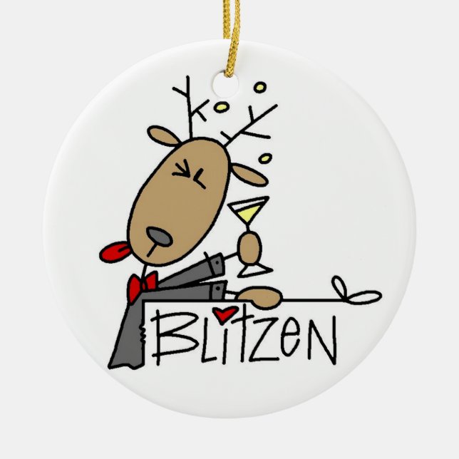 Blitzen: Navidades de renos ornamento de sake (Frente)
