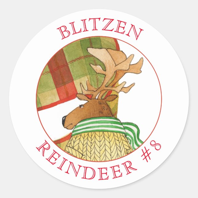 BLITZEN REINDEER Grandes Pegatinas Redondos (Anverso)