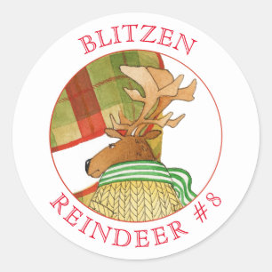 BLITZEN REINDEER Grandes Pegatinas Redondos