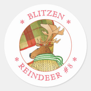 BLITZEN REINDEER Pequeños Pegatinas redondos