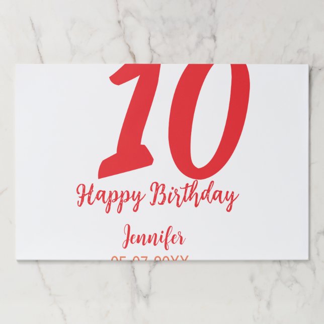 Bloc De Hojas 10.ª fecha de adición de cumpleaños año plantilla  (Anverso)