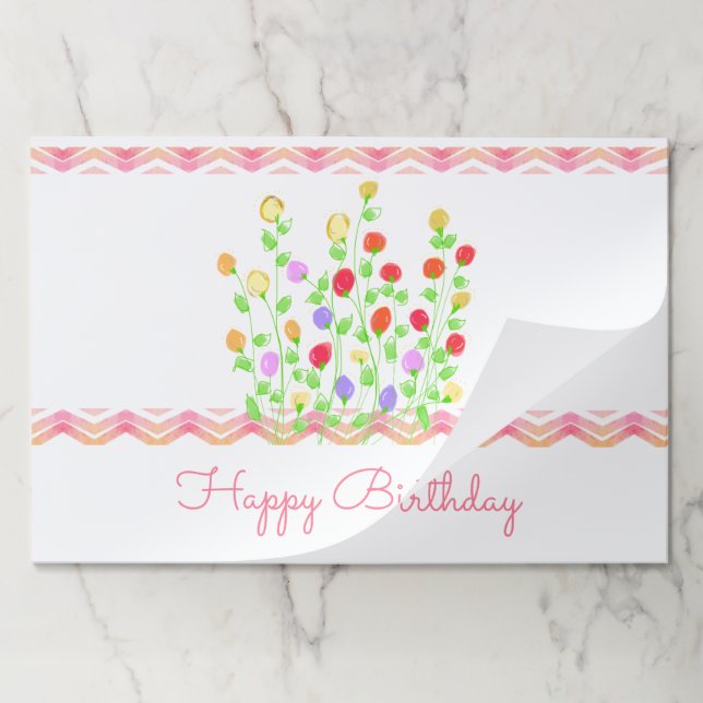 Bloc De Hojas 25 Flowered Happy Birthday Paper Place Mats (Plegada)
