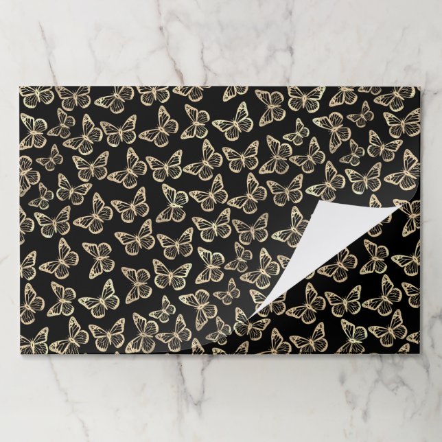 Bloc De Hojas 25 hojas Black Gold Butterfly Business Gift Wrap (Plegada)