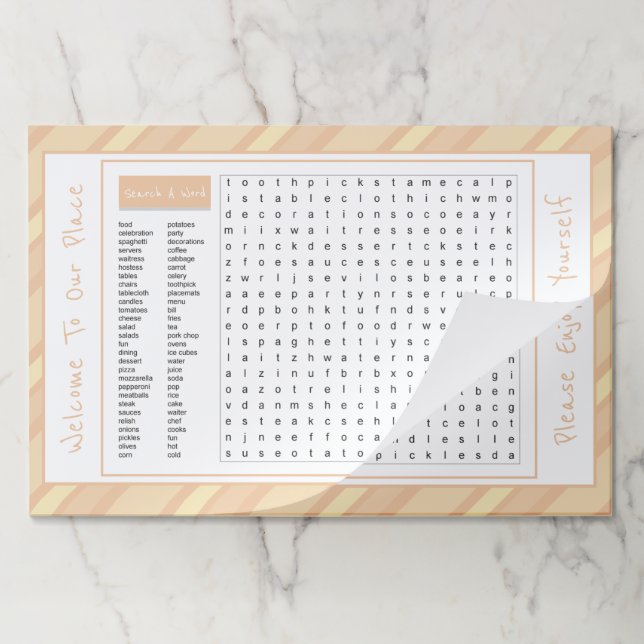 Bloc De Hojas 25 Placemats de papel estilo restaurante divertido (Plegada)