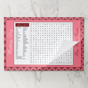 Bloc De Hojas 25 Placemats para el Día de la Boda de Papel