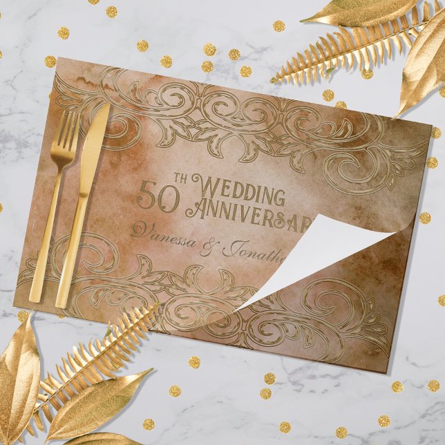 Bloc De Hojas 50.º Aniversario Boda Elegante Placemat de papel (Subido por el creador)