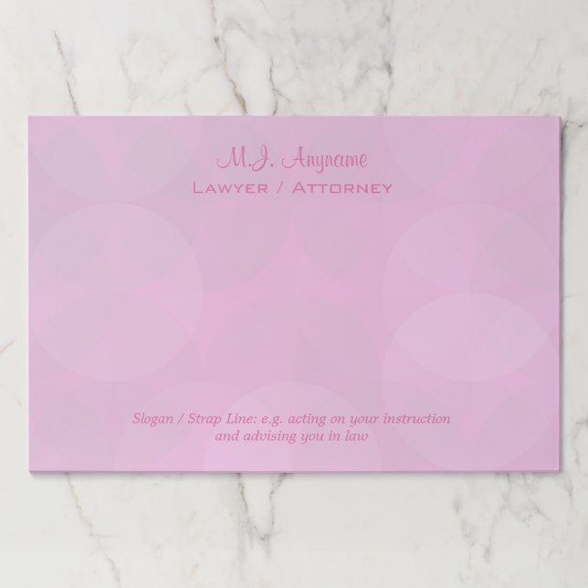 Bloc De Hojas Abogadas superponen círculos rosas (Anverso)