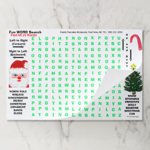 Bloc De Hojas Actividad del Restaurante de Búsqueda de Palabras 