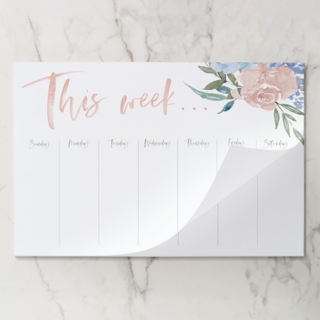 Bloc De Hojas Acuarela de calendario semanal grande floral (Plegada)