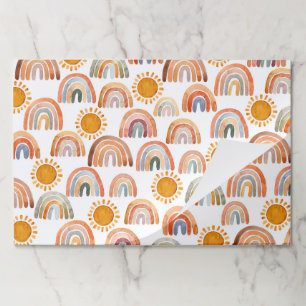 Bloc De Hojas Acuarela Whimsical Boho Arcoiris y Sol  