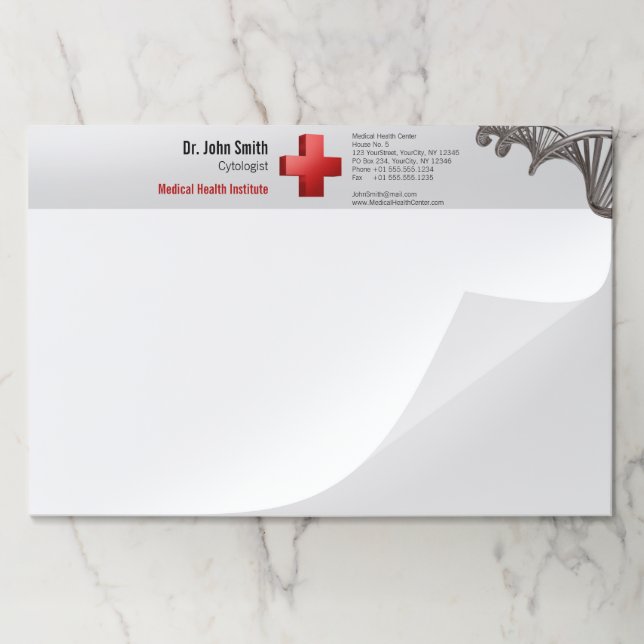 Bloc De Hojas ADN cruzado de símbolo 3D médico profesional (Plegada)