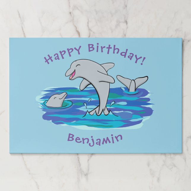 Bloc De Hojas Adorables delfines felices ilustracion personaliza (Anverso)