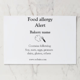 Bloc De Hojas Alerta de alergia al alimento añadir nombre de los