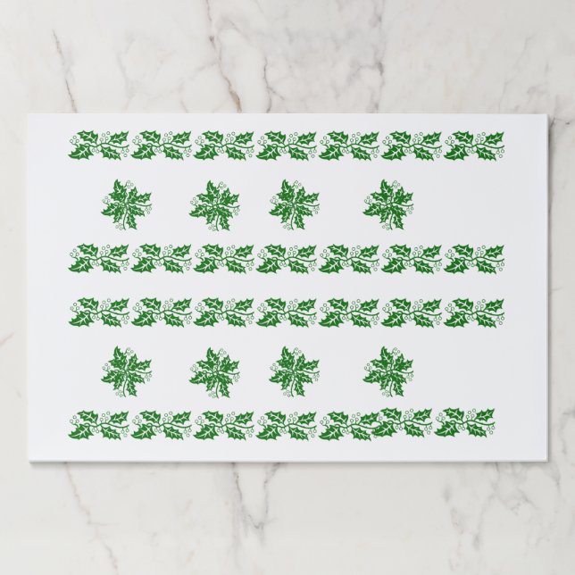 Bloc De Hojas Almohadilla de placemat - Hojas de Holly Verde (Anverso)