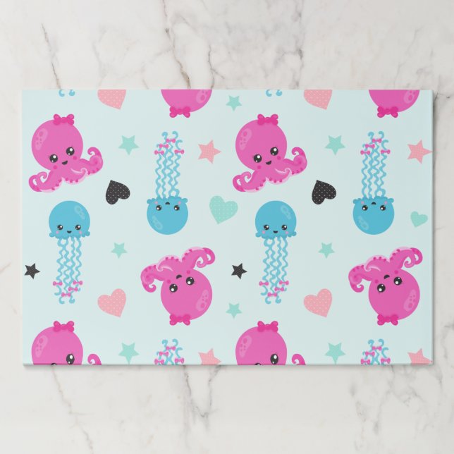 Bloc De Hojas Animales marinos, vida marina, pulpo, medusas, cor (Anverso)