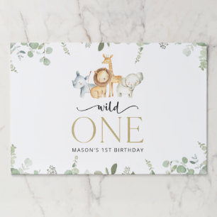 Bloc De Hojas Animales safari, jungla, salvaje, primer cumpleaño